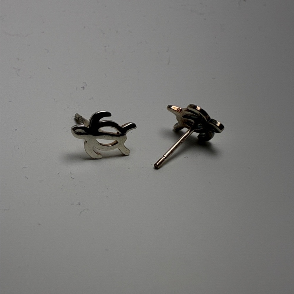 Sterling Silver Tiny Turtle Stud Earrings - image 2